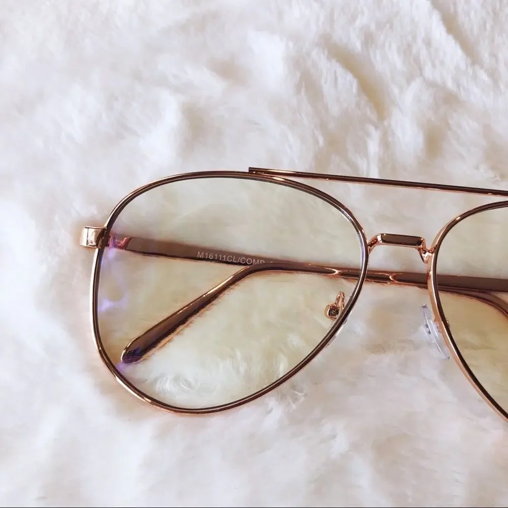 Jane Rose Gold Aviator Computer Blue Light Glasses